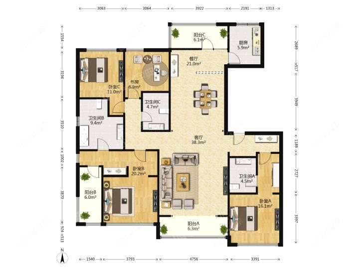 上海江湾翰林在售二手房源户型图_小牛看房