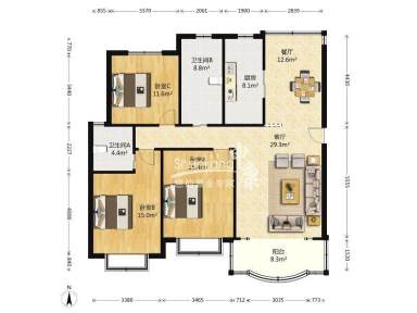 上海莲宏苑3室2厅2卫在售二手房房源图片