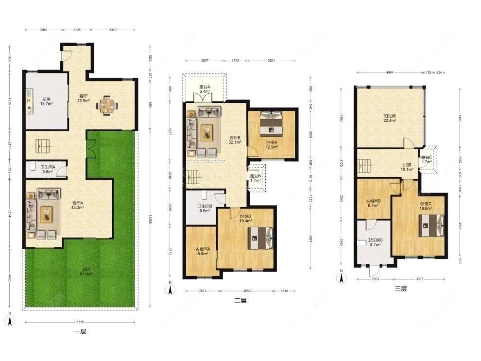 上海万科琥珀郡园别墅区在售二手房源户型图_小牛看房
