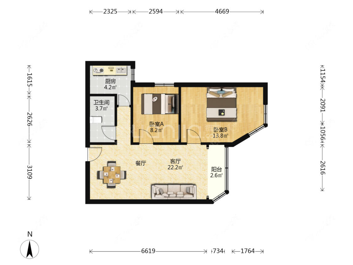 上海长丰公寓在售二手房源户型图_小牛看房