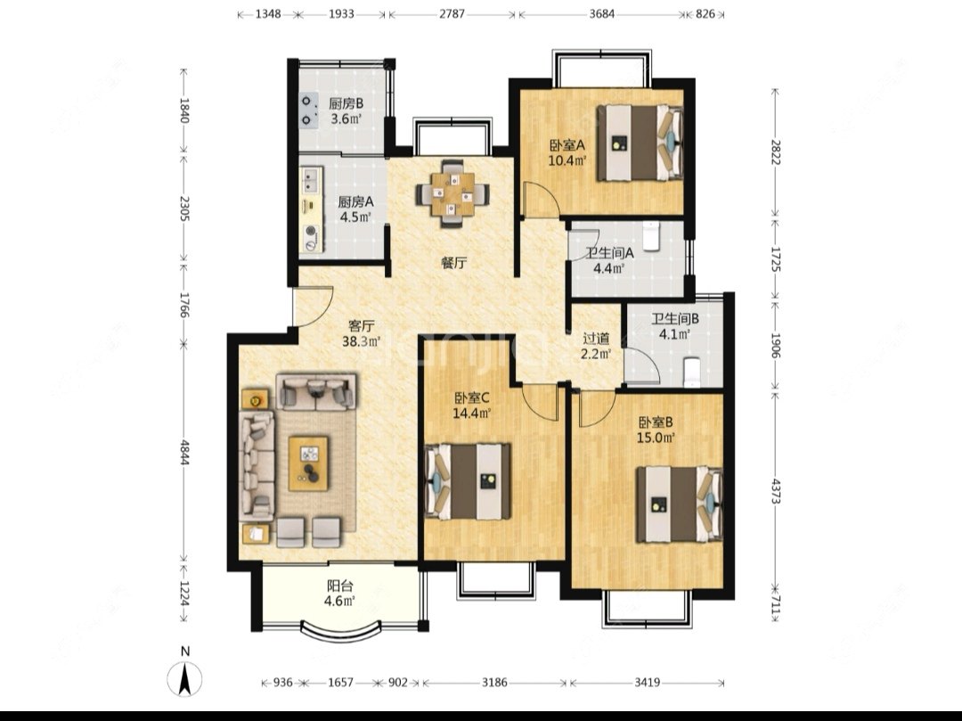上海浦发绿城在售二手房源户型图_小牛看房
