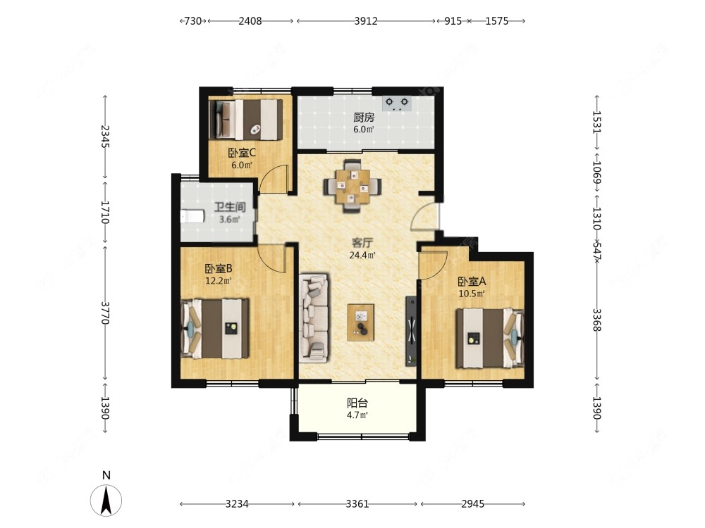 上海大华锦绣华城四街区在售二手房源户型图_小牛看房