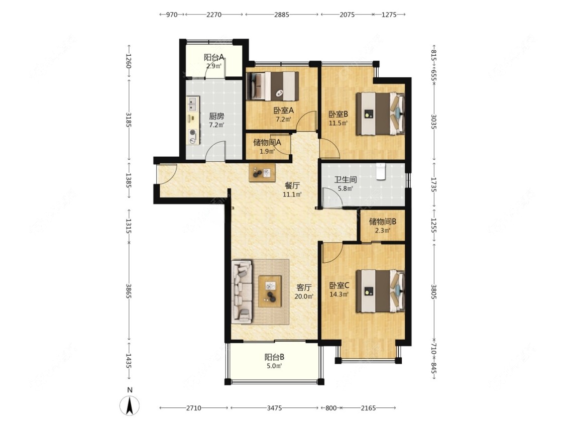上海凯德莲公馆在售二手房源户型图_小牛看房