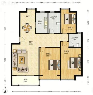 上海界龙阳光苑东区3室2厅2卫在售二手房房源图片
