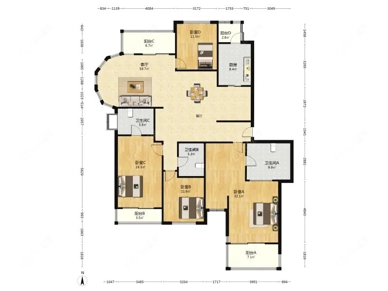 上海加州水郡在售二手房源户型图_小牛看房