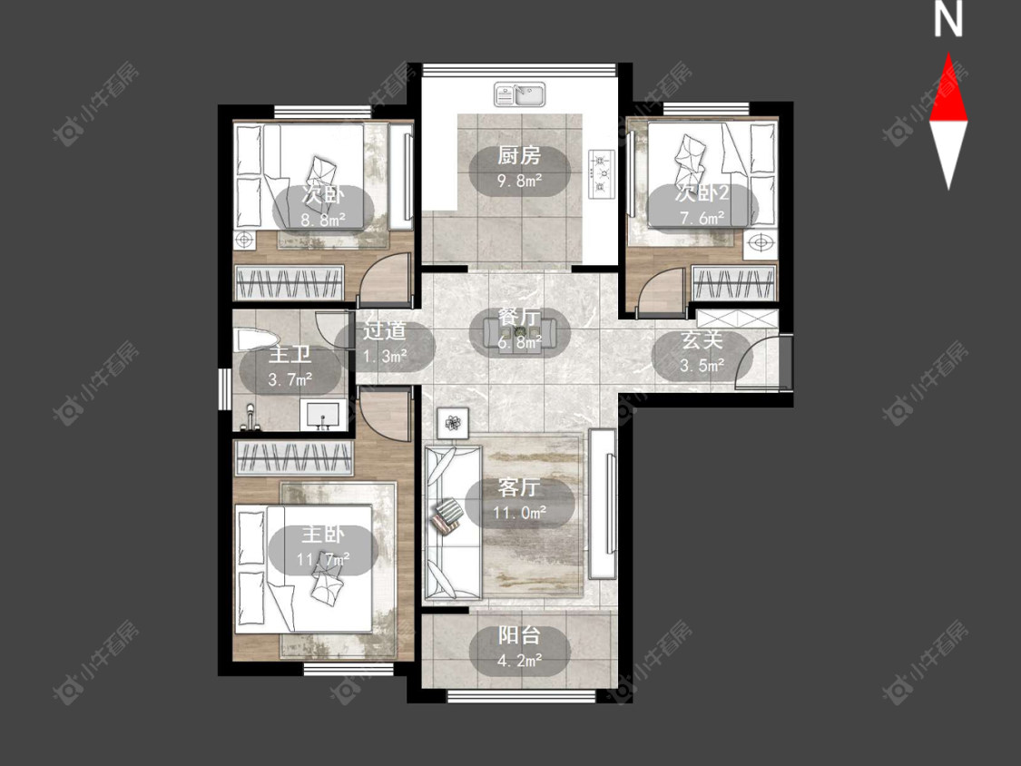 上海涵华苑在租房源户型图_小牛看房