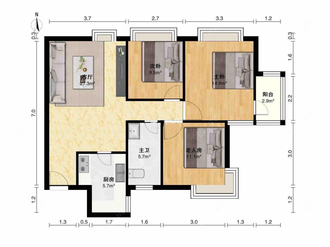 上海菊泉新城古北陆翔苑在售二手房源户型图_小牛看房