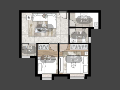上海星怡苑一街坊2室1厅1卫出租房源图片