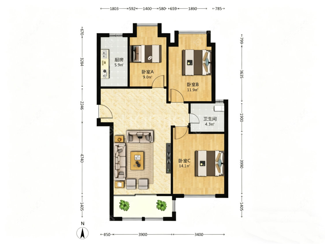 上海远洋香奈在售二手房源户型图_小牛看房