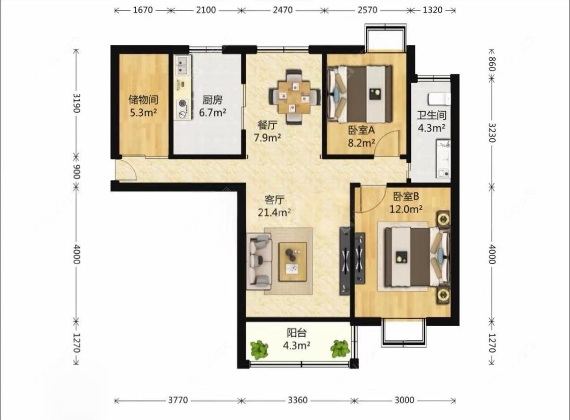上海远洋香奈在租房源户型图_小牛看房