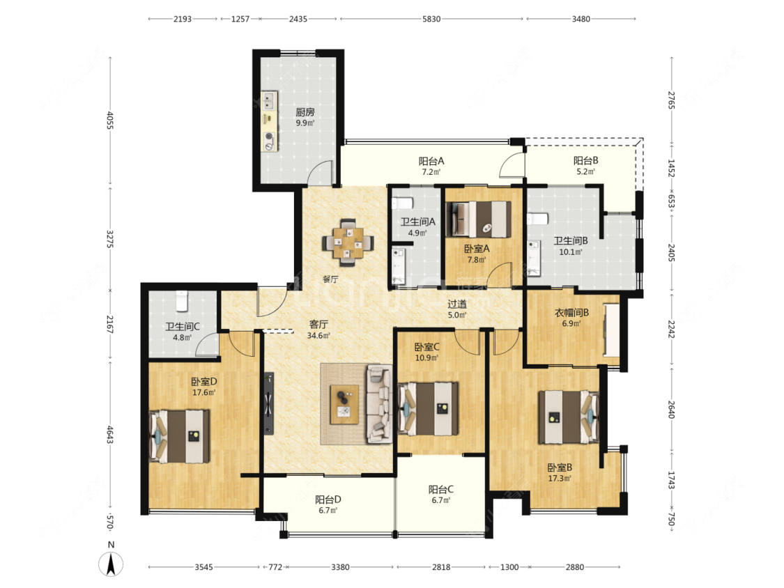 上海绿地观邸238弄在售二手房源户型图_小牛看房