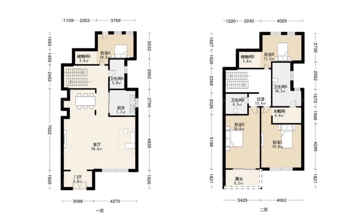 上海金地艺华年别墅区在售二手房源户型图_小牛看房