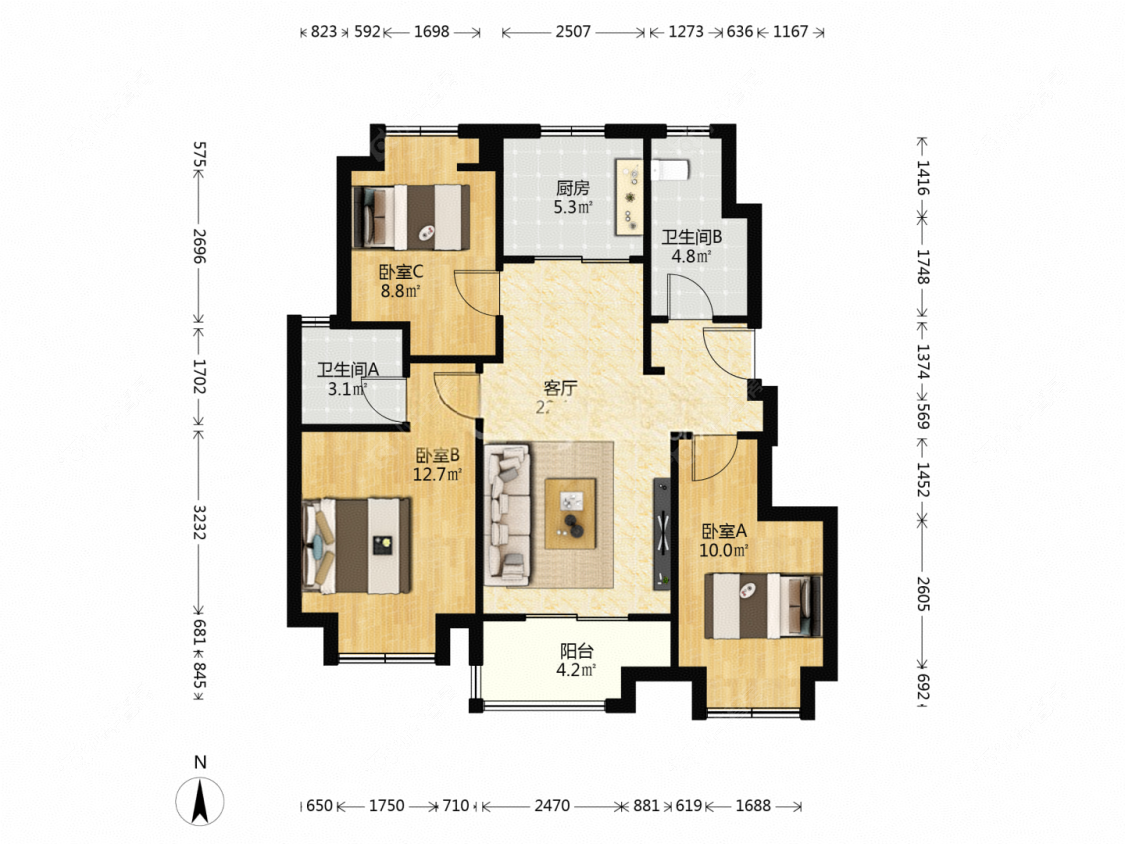 上海华润卓越玲珑悦府在售二手房源户型图_小牛看房