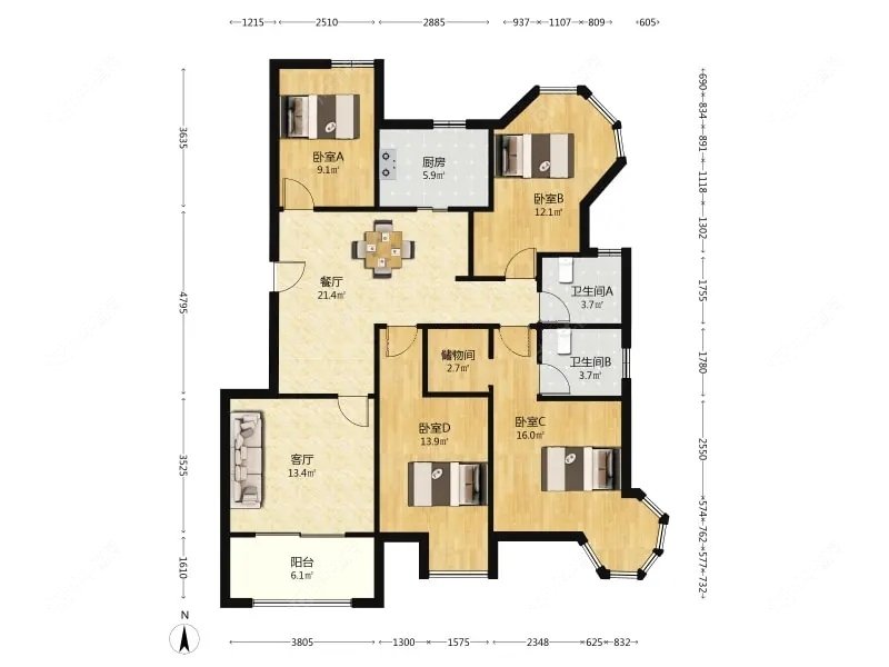 上海象屿郦庭二期在售二手房源户型图_小牛看房