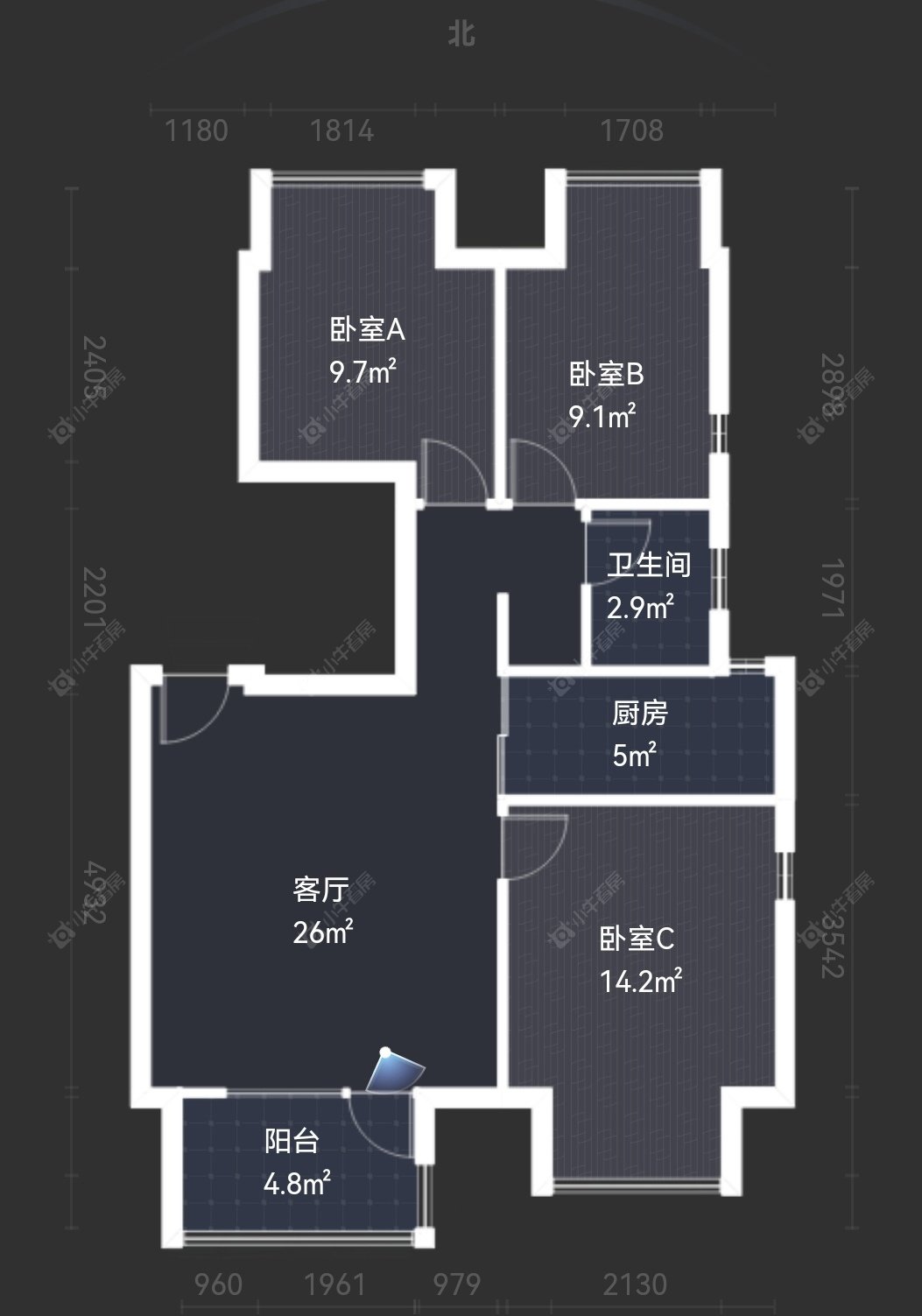 上海万科四季花城211弄在售二手房源户型图_小牛看房
