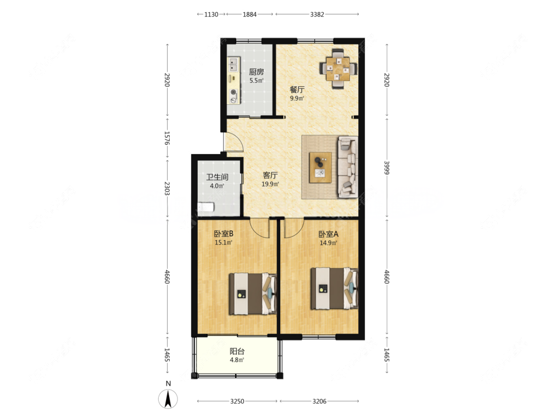 上海育秀三居在售二手房源户型图_小牛看房