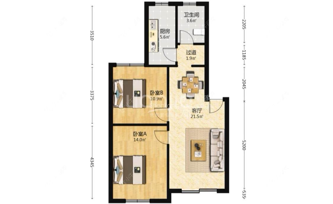 上海海东公寓在租房源户型图_小牛看房