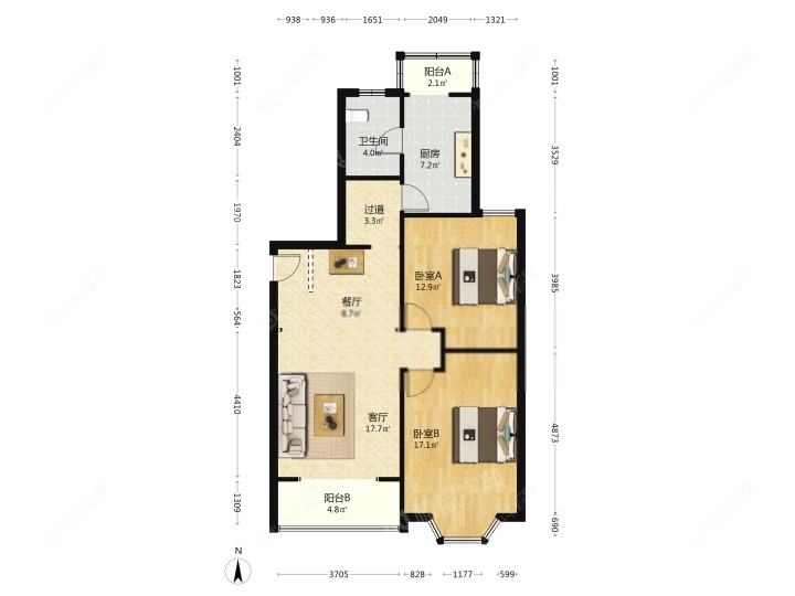上海上南花苑三期在租房源户型图_小牛看房