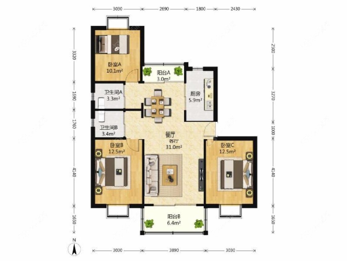 上海好日子大家园C区在售二手房源户型图_小牛看房