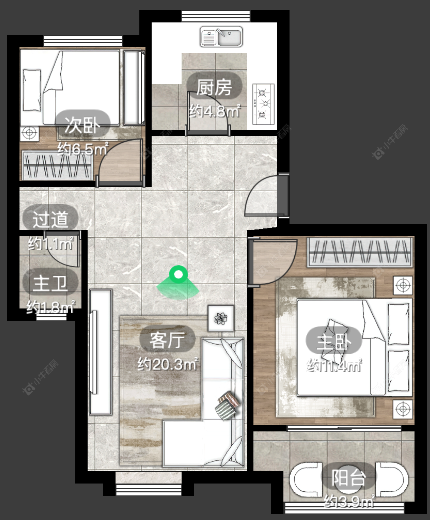 上海练祁佳城书香锦苑北区在租房源户型图_小牛看房