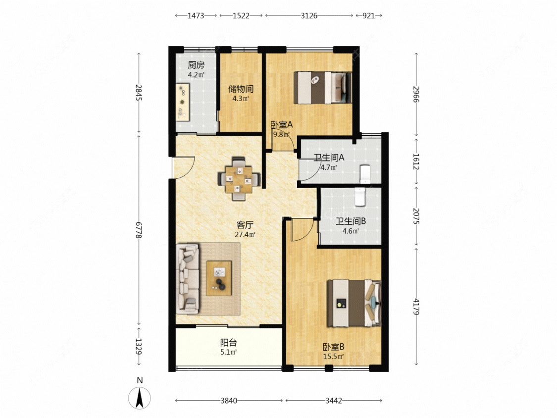 上海美兰湖岭域在售二手房源户型图_小牛看房