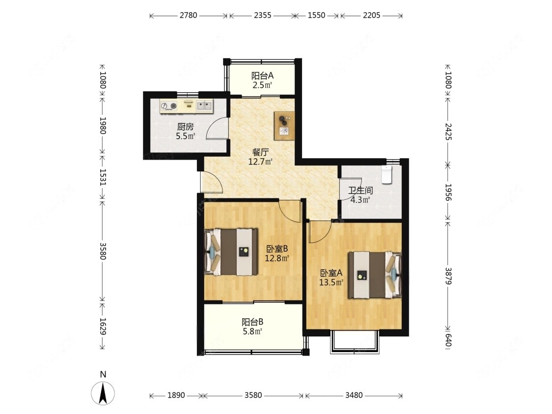 上海浦虹苑在租房源户型图_小牛看房