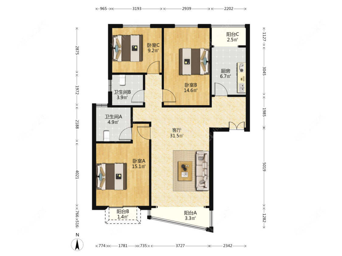 上海陆家嘴花园一期在售二手房源户型图_小牛看房