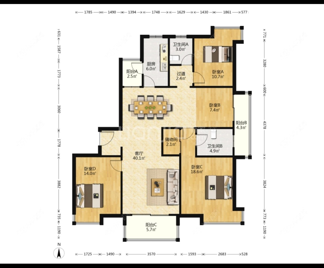 上海地杰国际城F欧香四季在租房源户型图_小牛看房