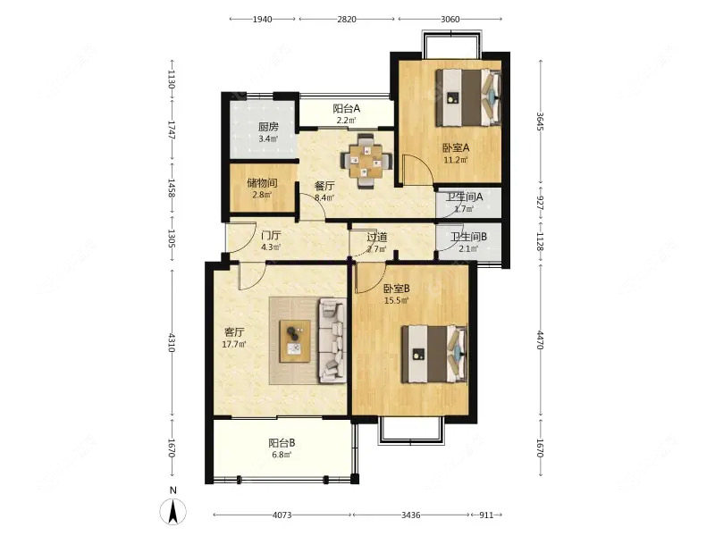 上海好日子大家园B区在售二手房源户型图_小牛看房