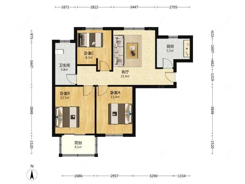 上海中怡家园在售二手房源户型图_小牛看房