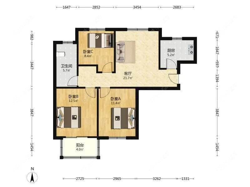 上海中怡家园在售二手房源户型图_小牛看房