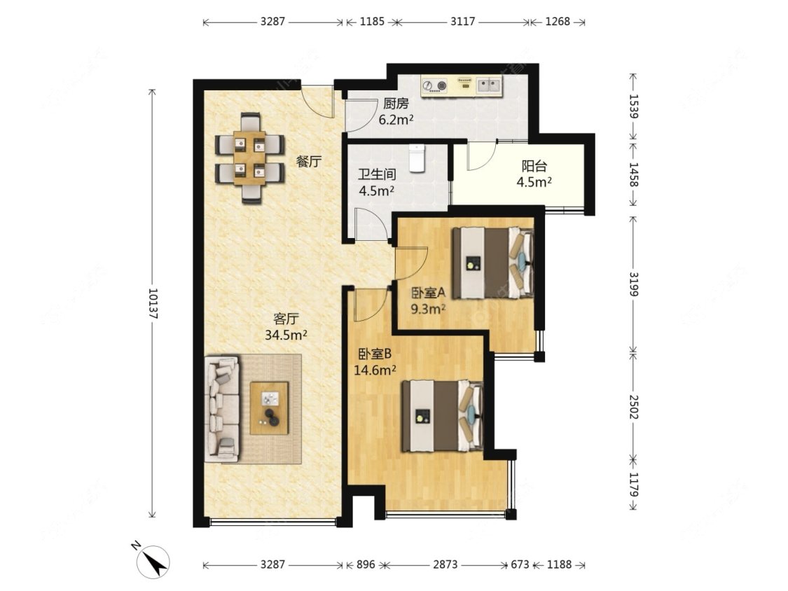 上海瑞虹新城二期在售二手房源户型图_小牛看房