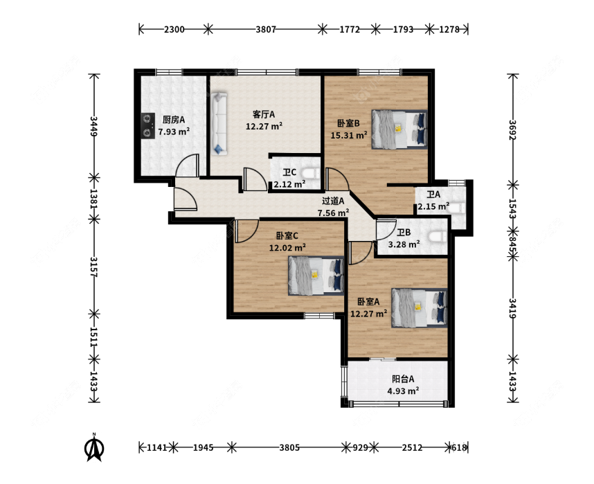 上海世华锦城在售二手房源户型图_小牛看房