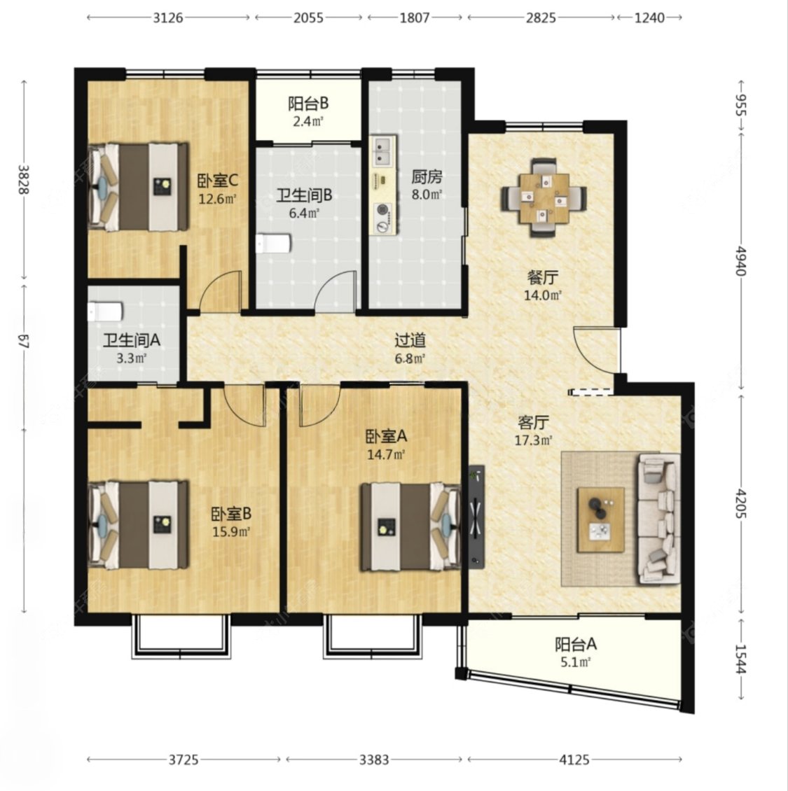 上海花山名苑在售二手房源户型图_小牛看房