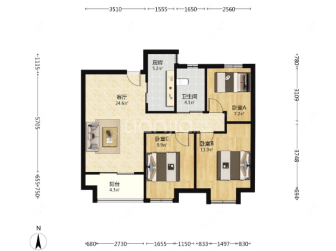上海中洲华庭在售二手房源户型图_小牛看房