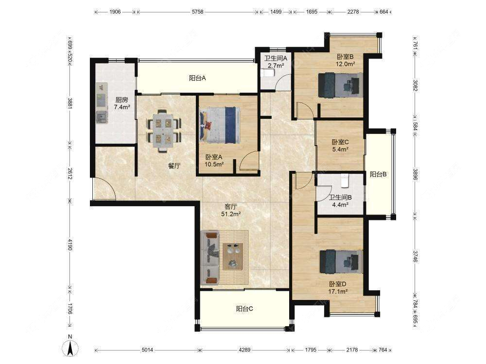上海地杰国际城F欧香四季在售二手房源户型图_小牛看房