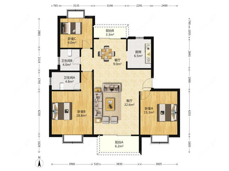 上海好日子大家园B区在售二手房源户型图_小牛看房
