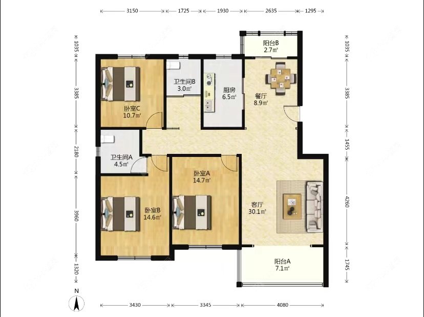 上海怡泰家苑在租房源户型图_小牛看房