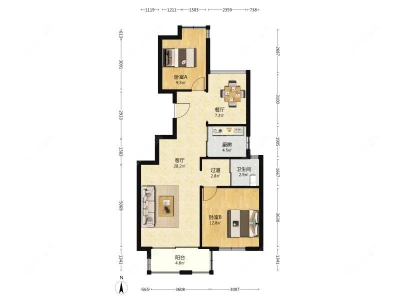 上海新江湾佳苑在售二手房源户型图_小牛看房