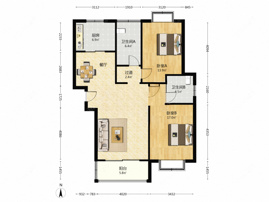 上海美兰湖颐景园在售二手房源户型图_小牛看房