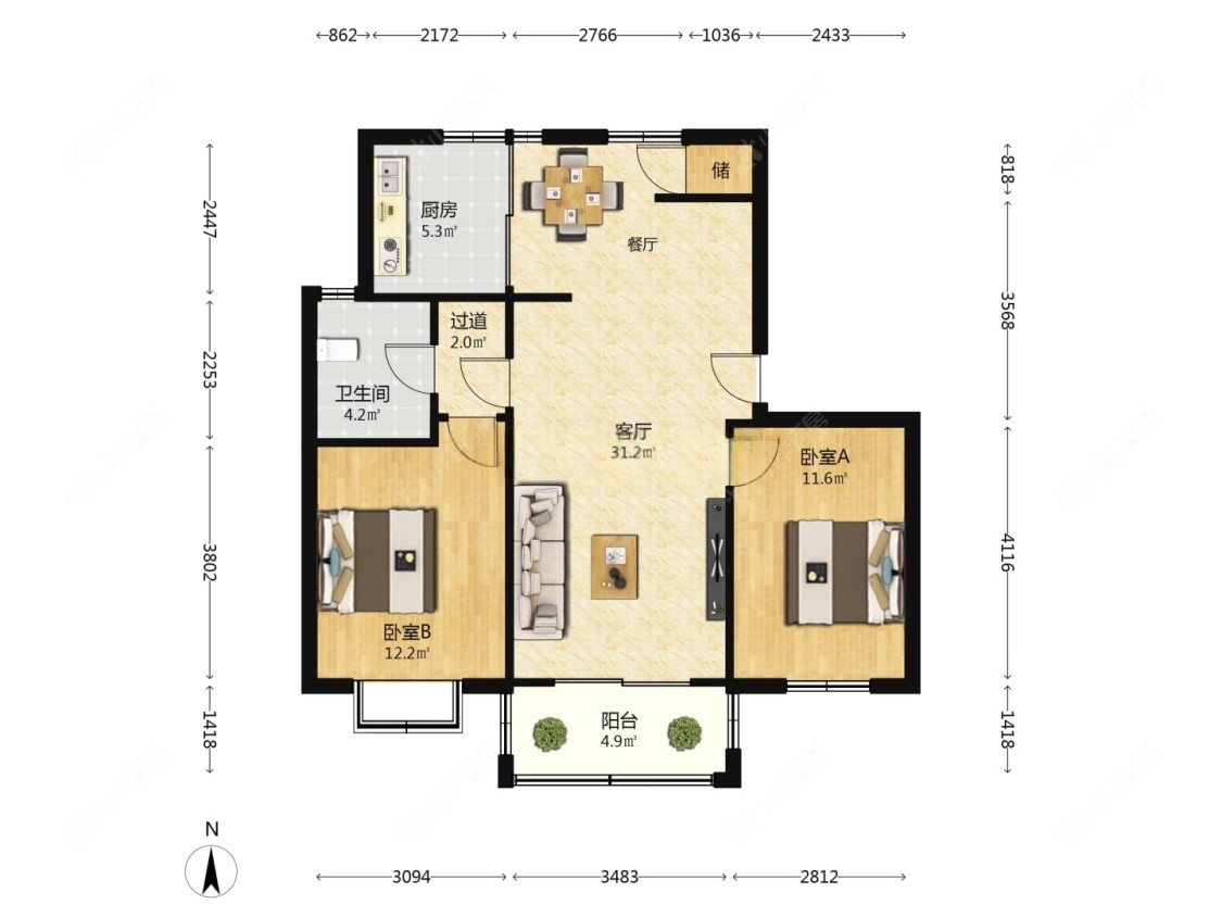 上海大华锦绣华城四街区在售二手房源户型图_小牛看房