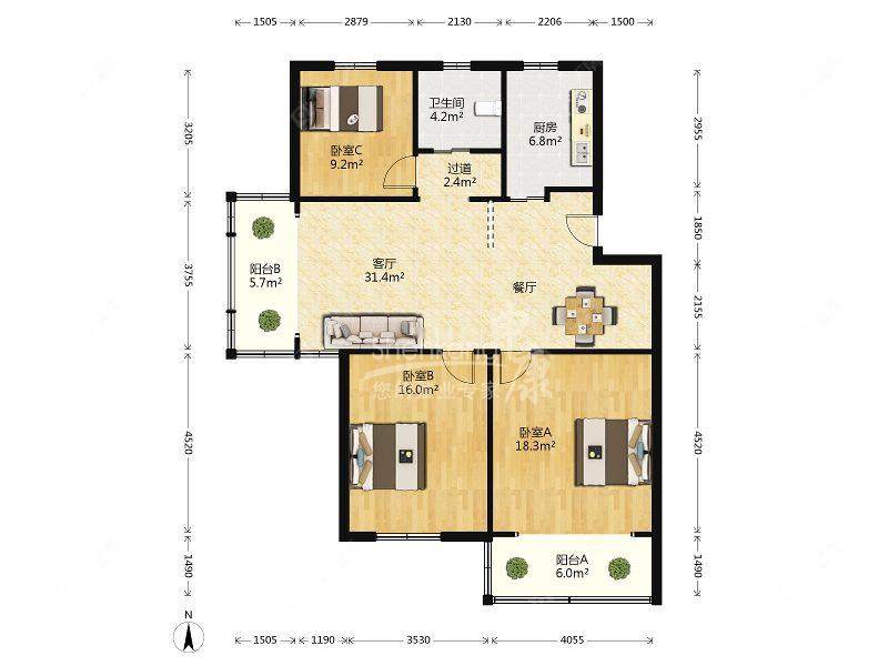 上海海东公寓在租房源户型图_小牛看房