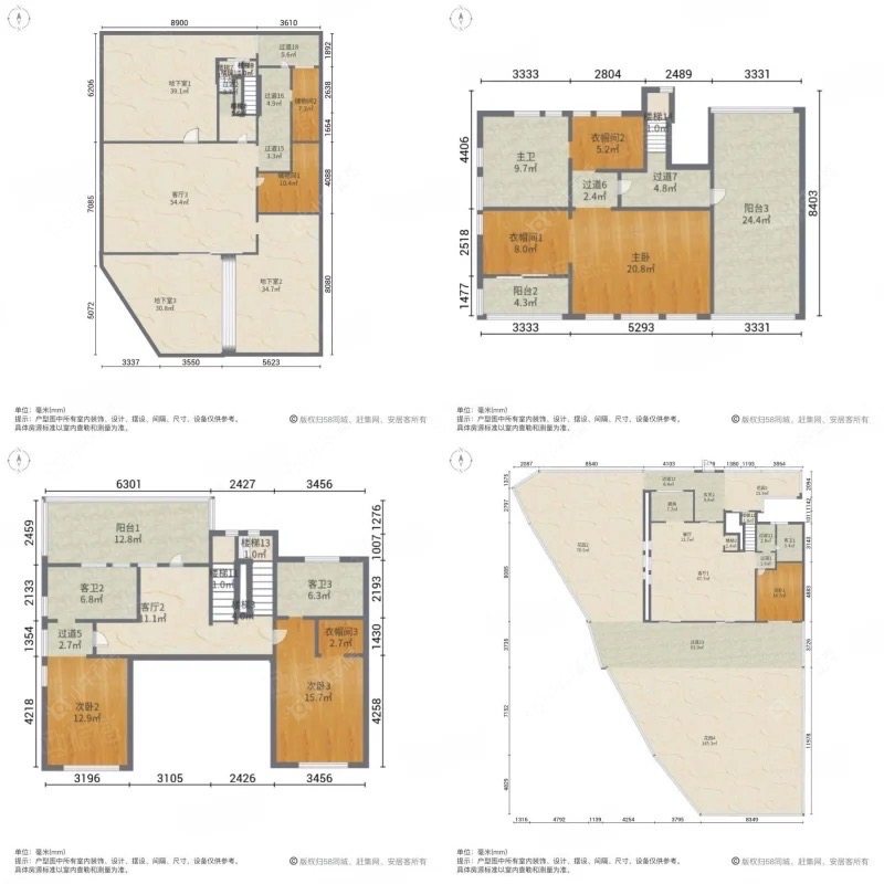 上海阳光城花满墅别墅区在售二手房源户型图_小牛看房