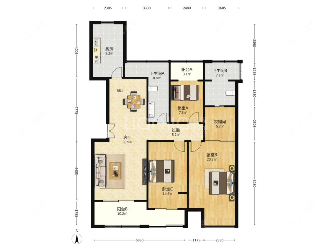 上海绿地观邸238弄在售二手房源户型图_小牛看房