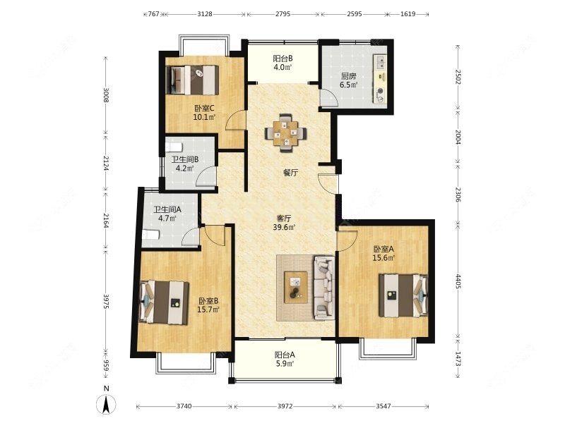 上海三湘世纪花城在售二手房源户型图_小牛看房