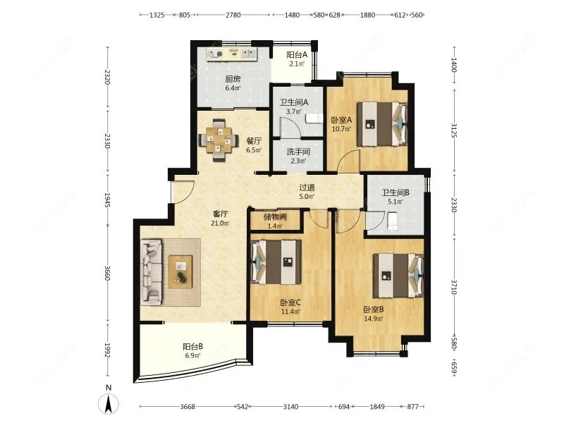 上海现代星洲城一期二期在售二手房源户型图_小牛看房
