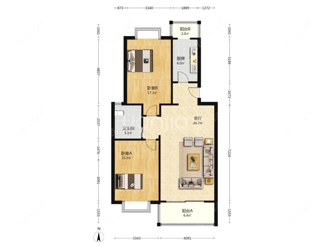 上海新旺朝公寓在售二手房源户型图_小牛看房