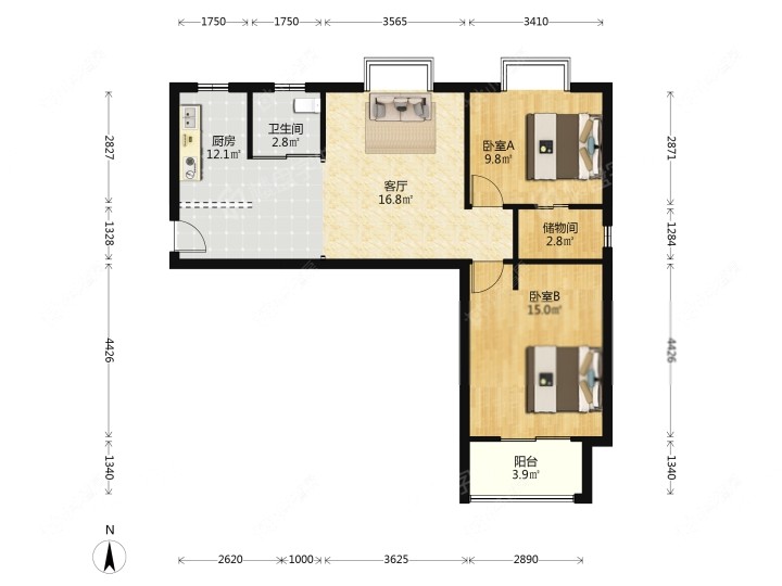 上海逸翠公馆在租房源户型图_小牛看房