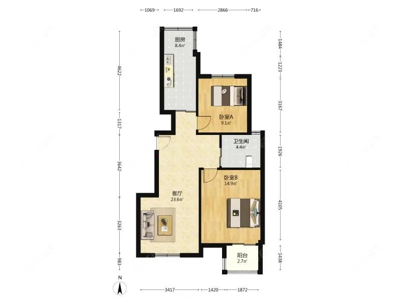 上海海尚菊苑北区在售二手房源户型图_小牛看房
