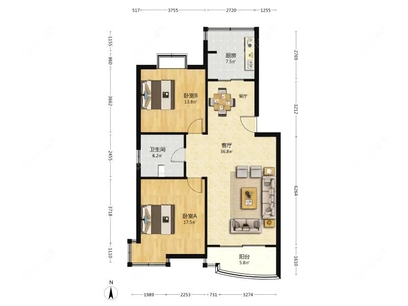 上海黄兴绿园西区在售二手房源户型图_小牛看房